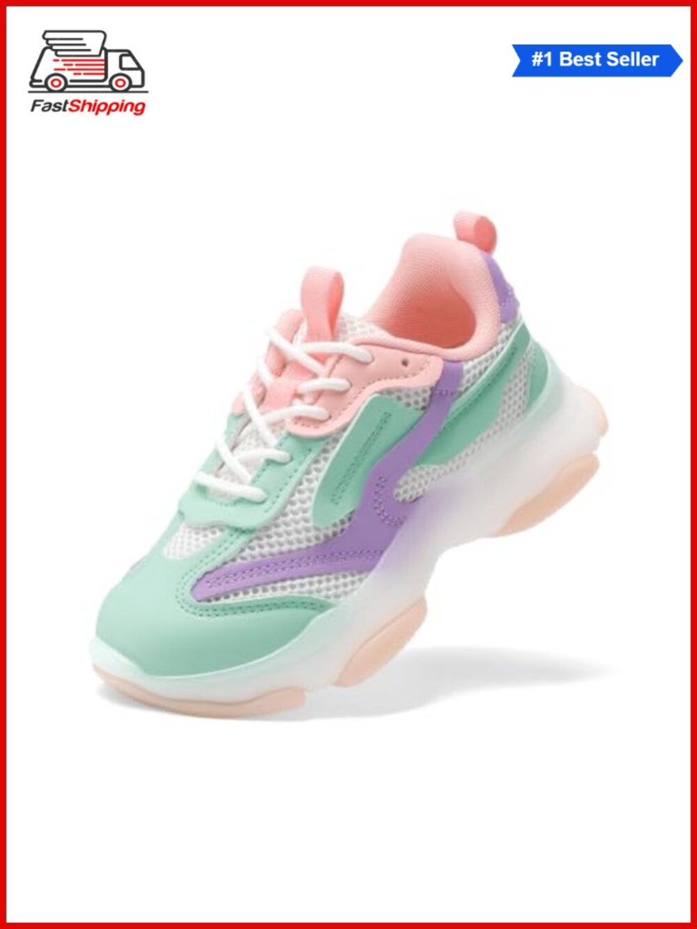 Girls Chunky Sneakers with Jelly Sole Glitter Uppers